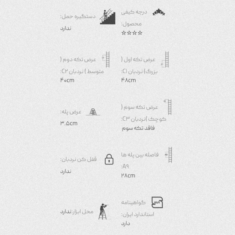 نردبان 2 تکه 19 پله 5 متری مدل اکسلنت برند آلوم پارس