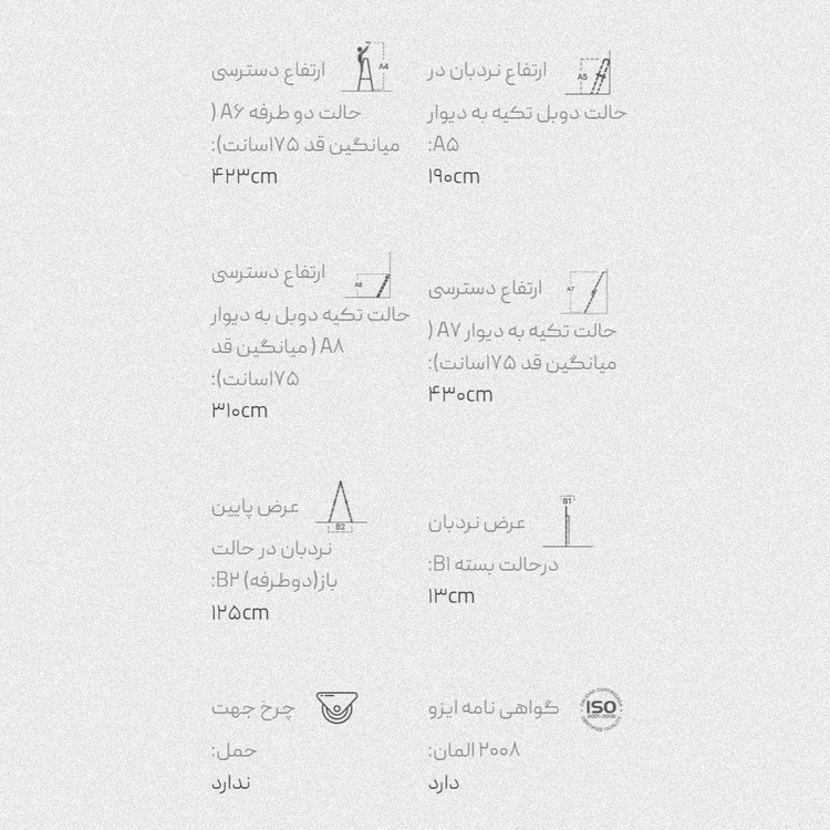 نردبان 2 تکه 14 پله 4 متری مدل اکسلنت برند آلوم پارس