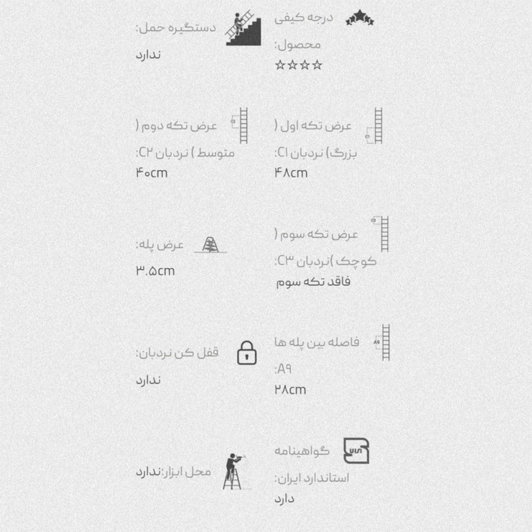 نردبان 2 تکه 10 پله 3 متری مدل اکسلنت برند آلوم پارس