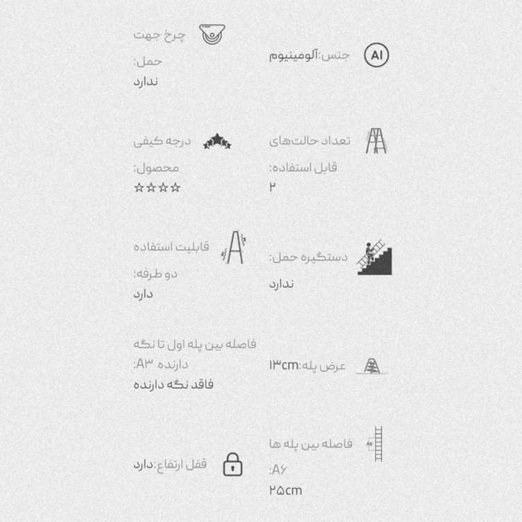 نردبان 5 پله آلومینیومی مدل برلیان خانگی،اداری دو طرفه
