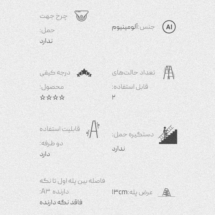 نردبان 3 پله آلومینیومی مدل برلیان خانگی،اداری دو طرفه
